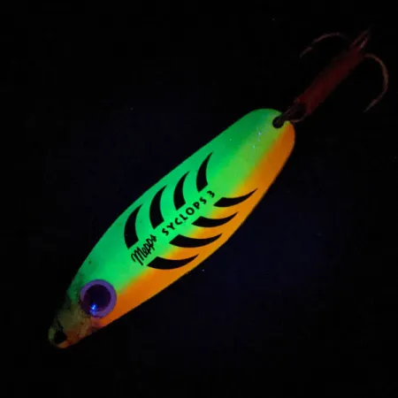 Vintage Mepps Syclops 3, 1oz Fire Tiger fishing spoon #14411