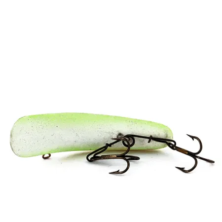 Vintage Yakima Bait FlatFish F7 Glow, 1/8oz White / Green fishing lure #14417