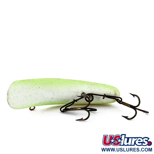 Vintage Yakima Bait FlatFish F7 Glow, 1/8oz White / Green fishing lure #14417