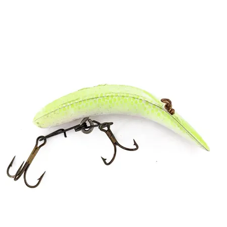 Vintage Yakima Bait FlatFish F7 Glow, 1/8oz White / Green fishing lure #14417