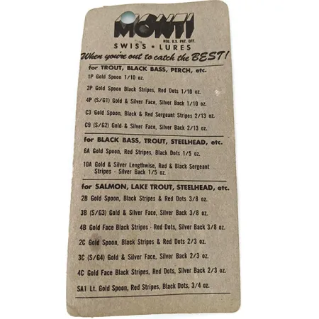 Other ​Monti Swiss Lures , 3/16oz Gold / Silver / Red spinning lure #14622