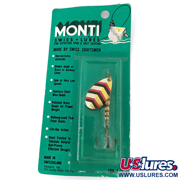   Monti Swiss Lures, 3/16oz Gold / Silver / Red spinning lure #14582