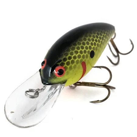 Vintage Bomber model B 4A, 1/4oz Chartreuse Black fishing lure #14528