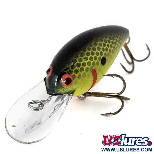 Vintage Bomber model B 4A, 1/4oz Chartreuse Black fishing lure #14528