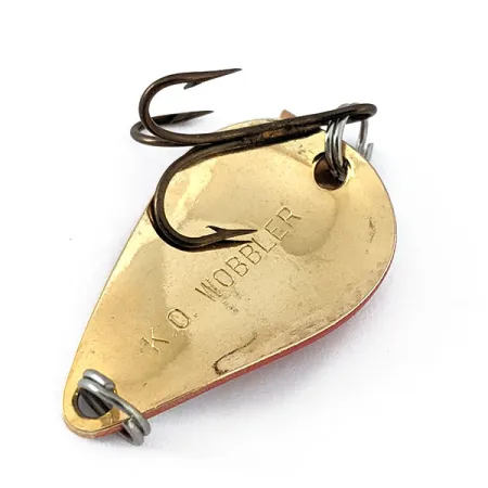 Vintage Acme K.O. Wobbler , 1/4oz Red / White / Gold fishing spoon #14552