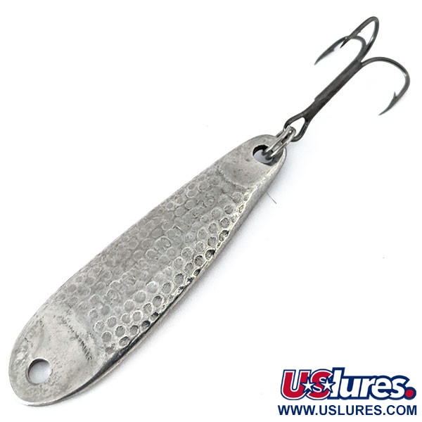 Vintage   Hopkins Shorty 75 Jig Lure, 3/4oz Hammered Nickel fishing spoon #14560