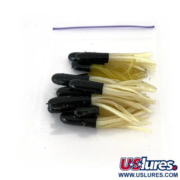 Creme Mini Tail soft bait 10pcs, White / Black fishing #14577