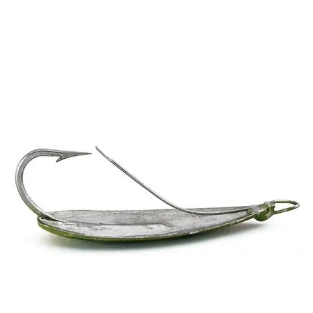 Vintage Weedless Johnson Silver Minnow, 2/5oz Orange / Green / Silver fishing spoon #14602