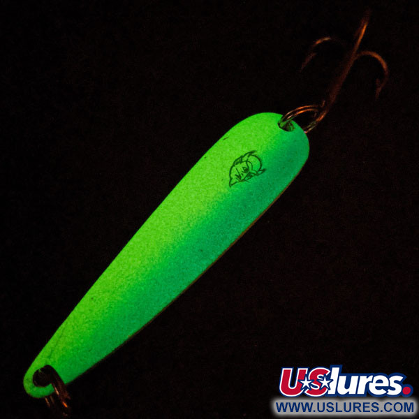 Vintage  Eppinger ​Dardevle Seadevle Imp UV, 1oz White / Blue / Nickel UV Glow in UV light, Fluorescent fishing spoon #14684