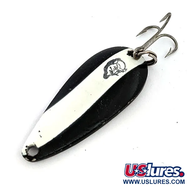 Vintage  Eppinger Dardevle Spinnie, 1/3oz Black / White / Nickel fishing spoon #14686