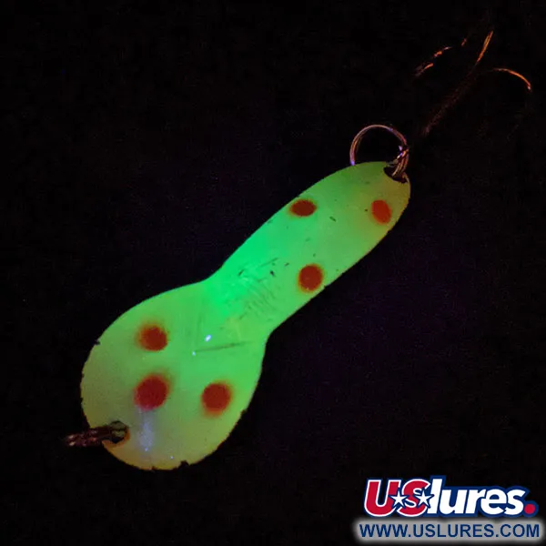 Vintage  Acme Dazzler #3 UV, 3/5oz Yellow / Red / Nickel fishing spoon #14700