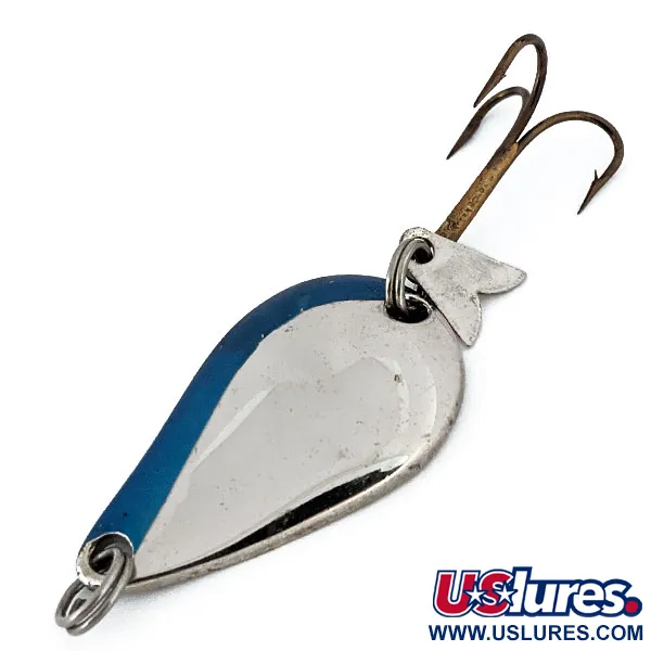 Vintage  Acme K.O. Wobbler , 1/4oz Nickel / Blue fishing spoon #14702