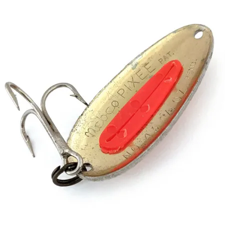 Vintage Nebco Pixee , 3/4oz Hammered Gold / Pink fishing spoon #14706