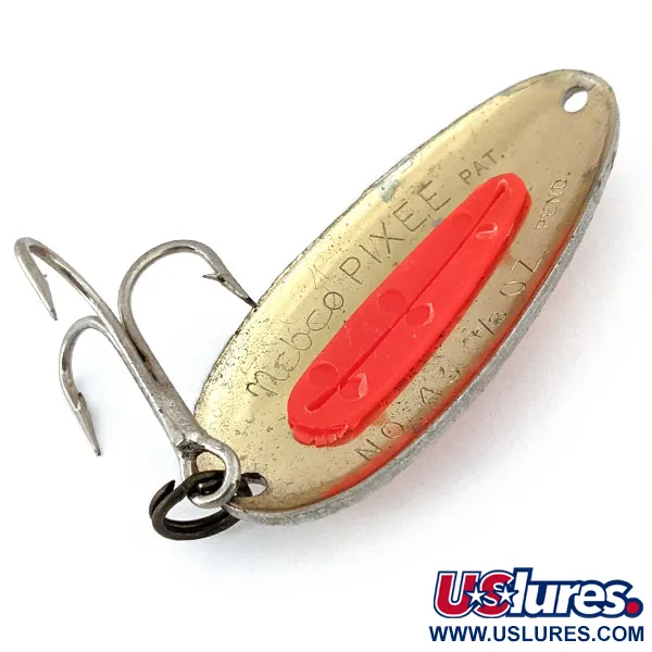Vintage   Nebco Pixee , 3/4oz Hammered Gold / Pink fishing spoon #14706