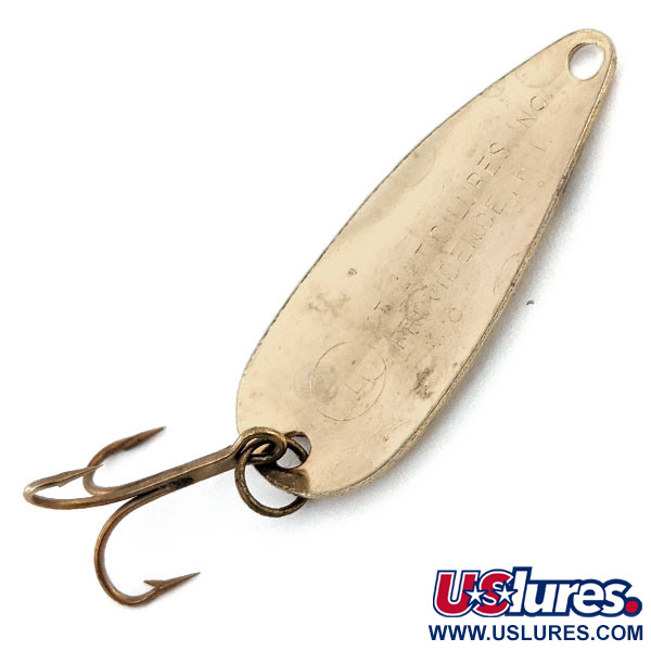 Vintage   Atlantic Lures, 3/16oz Hammered Nickel / Gold fishing spoon #14751