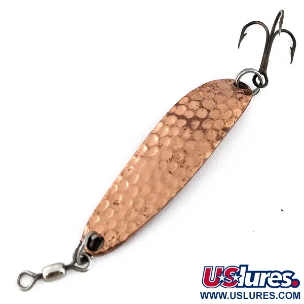 Vintage  Luhr Jensen Krocodile #3, 1/3oz Hammered Copper fishing spoon #14755