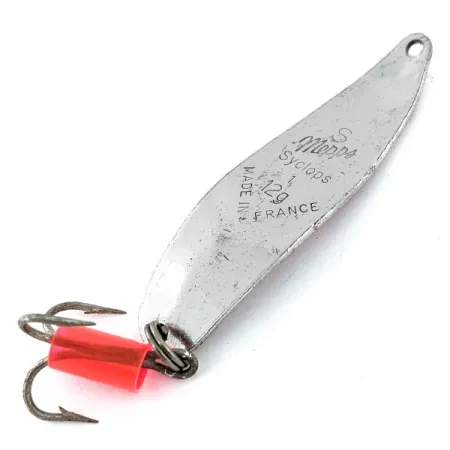 Vintage Mepps Syclops 1, 2/5oz Nickel / Red fishing spoon #14776
