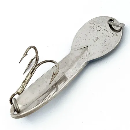 Vintage Luhr Jensen Loco 3, 3/5oz Nickel / Blue fishing spoon #14800