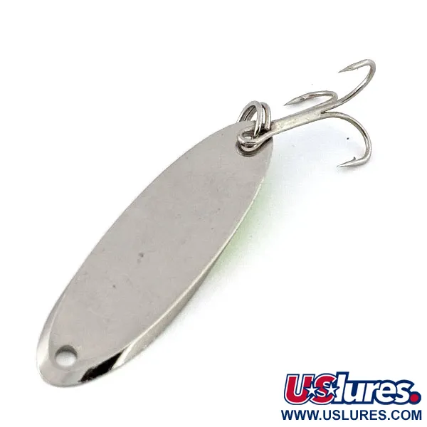 Vintage Acme Kastmaster UV, 1/2oz Nickel / Green fishing spoon #14804