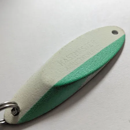 Vintage Acme Kastmaster Glow, 3/4oz White / Green / Nickel fishing spoon #14806