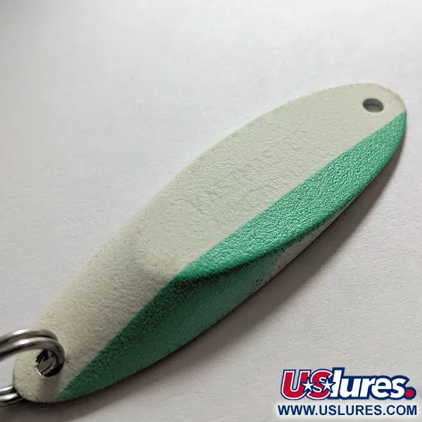 Vintage Acme Kastmaster Glow, 3/4oz White / Green / Nickel fishing spoon #14806