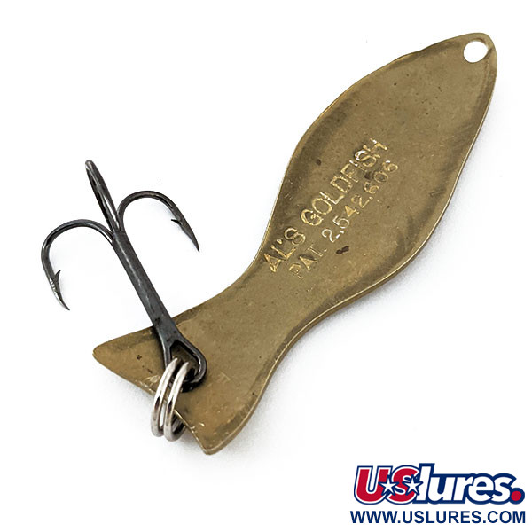 Vintage   Al's gold fish, 3/5oz Matte Brass fishing spoon #14812