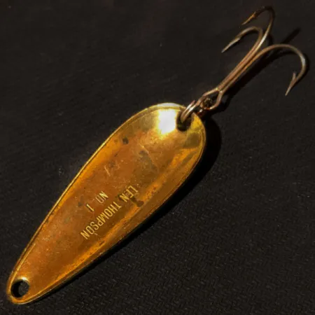Vintage Len Thompson #1, 3/4oz Frog / Gold fishing spoon #14817