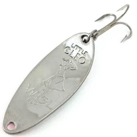 Vintage Seneca Little Cleo (Hula Girl), 1/3oz White Pearl / Nickel fishing spoon #14821