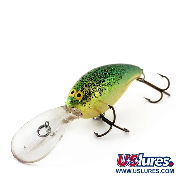 Vintage Norman DD14, 3/5oz Yellow / Green fishing lure #14859