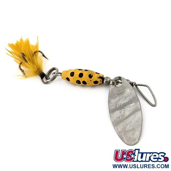 Vintage   Glen Evans Shyster, 1/8oz Nickel / Yellow spinning lure #14867
