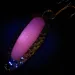 Vintage   Blue Fox Pixee UV, 1/2oz Hammered Nickel / Pink UV Glow in UV light, Fluorescent fishing spoon #14872