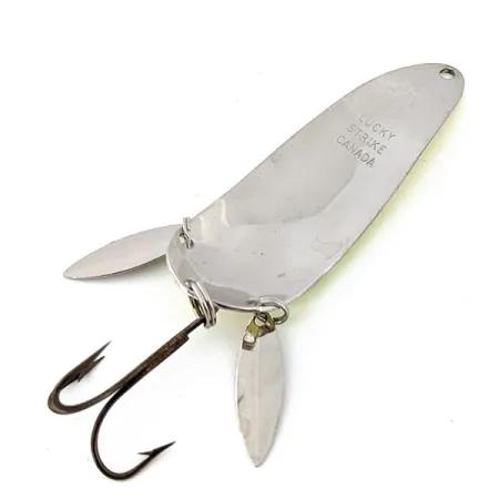Vintage Lucky Strike Warden Worry (with sonic blades)​, 3/5oz Yellow / Red / Nickel UV Glow in UV light, Fluorescent fishing spoon #14878