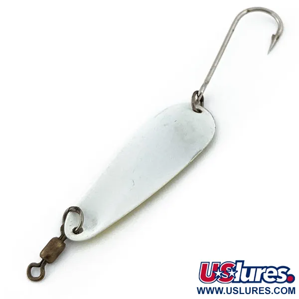 Vintage  Dick Nite Spoons Dick Nite #2, 1/16oz White Pearl / Yellow Pearl UV Glow in UV light, Fluorescent fishing spoon #14879