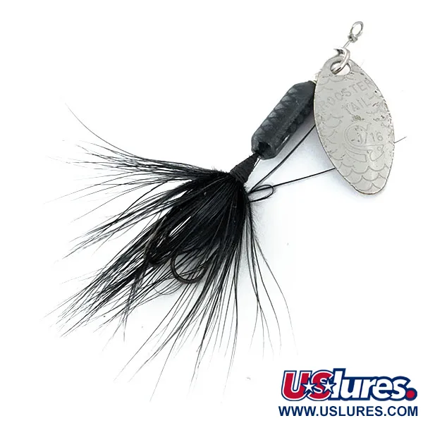 Vintage  Yakima Bait Worden’s Original Rooster Tail, 3/32oz Nickel / Black spinning lure #14882