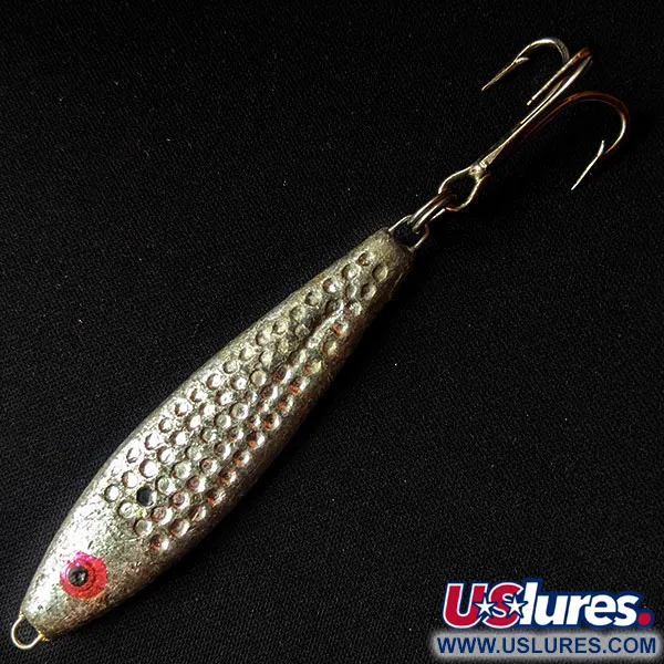 Vintage  Mann's Bait  Mann's Mann-O-Lure Hammered Jig Lure, 1oz Hammered Silver fishing spoon #14897