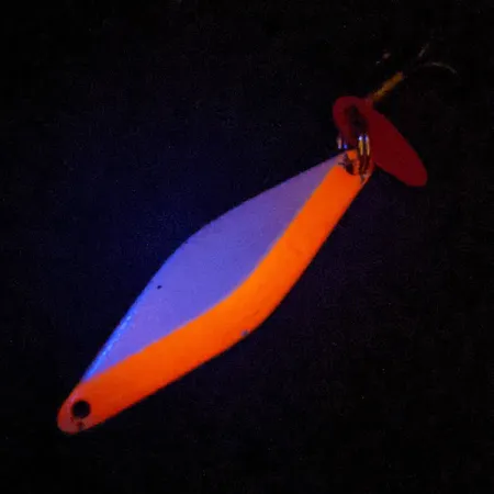 Vintage Bay de Noc Do-Jigger UV, 3/16oz White / Orange fishing spoon #14907