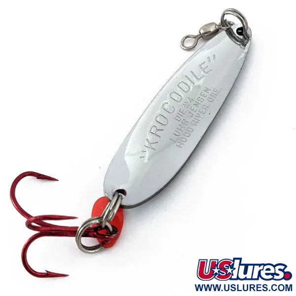 Vintage  Luhr Jensen Krocodile #4, 3/4oz Nickel fishing spoon #14909