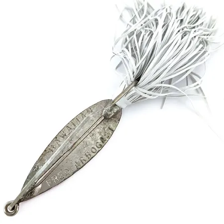 Vintage Fred Arbogast #3 Hawaiian, 3/5oz Red / White / Silver fishing spoon #14946