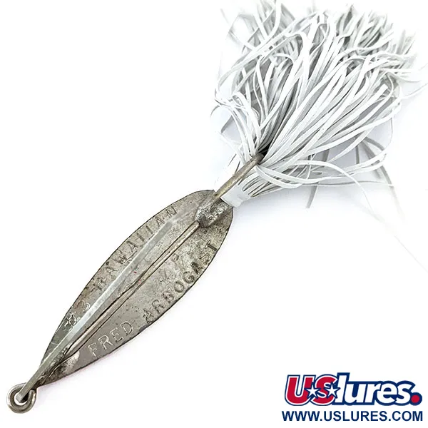 Vintage Fred Arbogast #3 Hawaiian, 3/5oz Red / White / Silver fishing spoon #14946