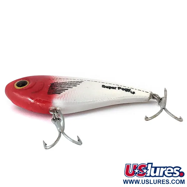Vintage ​Bomber Super Pogy , 1 1/4oz White / Red fishing lure #14991