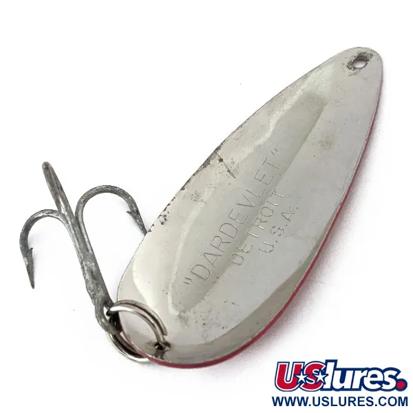 Vintage  Eppinger Dardevle Dardevlet , 3/4oz Red / White / Nickel fishing spoon #15004