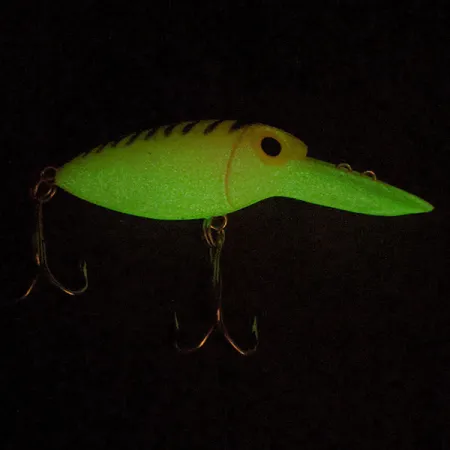 Vintage The Producers Willy's Worm Glow, 1/4oz White / Green Glow Glow in UV light, Fluorescent fishing lure #15007