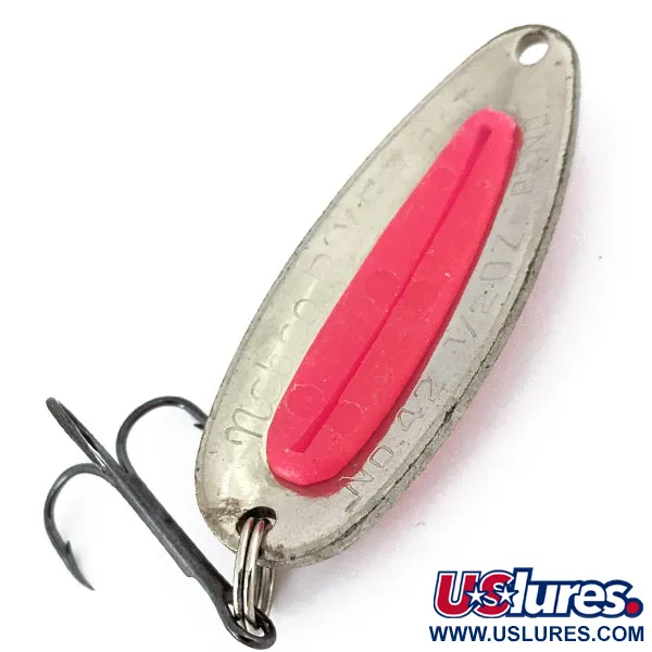 Vintage   Nebco Pixee UV, 1/2oz Nickel / Pink fishing spoon #15014