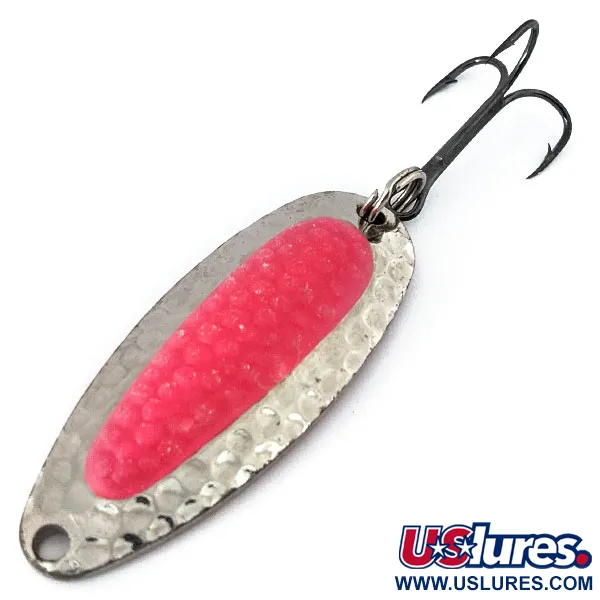 Vintage   Nebco Pixee UV, 1/2oz Nickel / Pink fishing spoon #15014