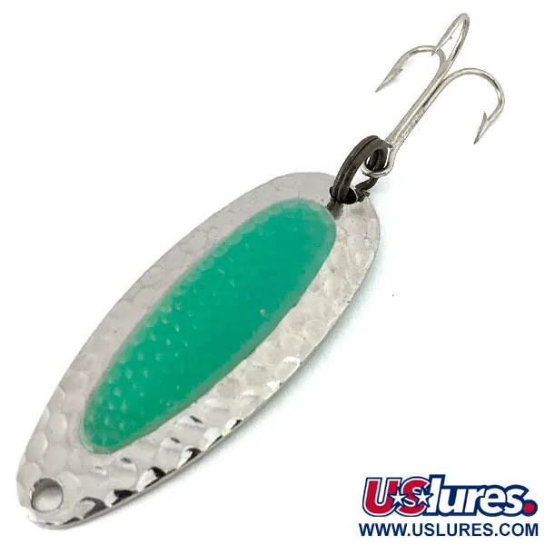 Vintage   Nebco Pixee UV​, 1/2oz Nickel / Green fishing spoon #15015
