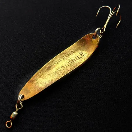 Vintage Luhr Jensen Krocodile #4, 1/2oz Hammered Brass fishing spoon #15028