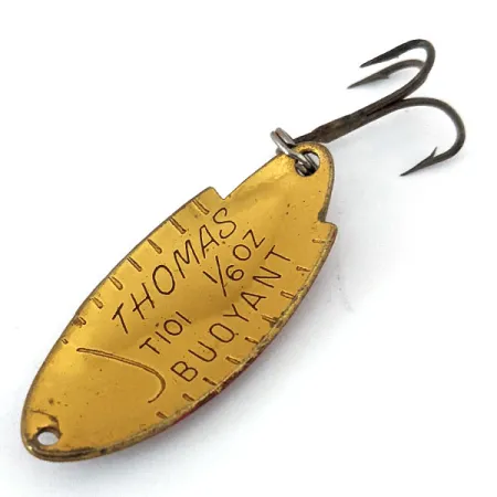 Vintage Thomas Buoyant, 3/16oz Gold / Red fishing spoon #15040