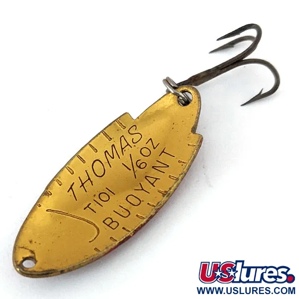 Vintage   Thomas Buoyant, 3/16oz Gold / Red fishing spoon #15040