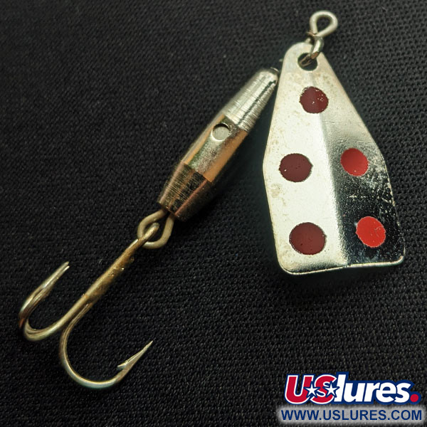 Vintage  Jake's Lures Jake's Stream-a-Lure, 3/16oz Silver / Red spinning lure #15063