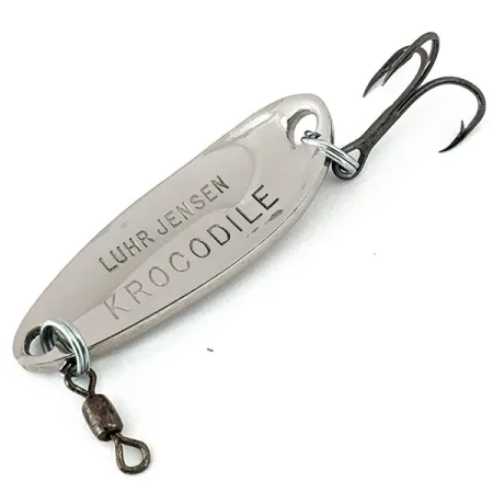 Vintage Luhr Jensen Krocodile, 1/3oz Nickel fishing spoon #15083